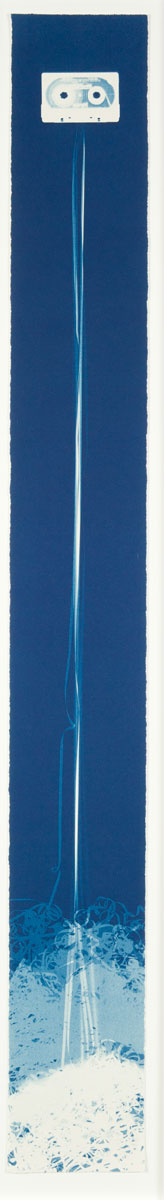 Christian Marclay, American, Unwound Cassette Tape, 2012, cyanotype, Courtesy of Elizabeth and Michael Marcus, E.90.15.1